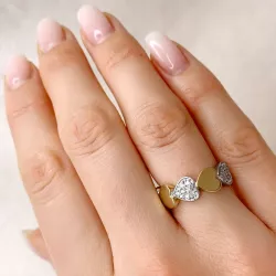 Breed diamant hart ring in 14 karaat goud-en witgoud 0,288 ct