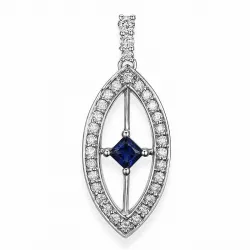 ovaal saffier diamanten hanger in 14 caraat witgoud 0,28 ct 0,25 ct