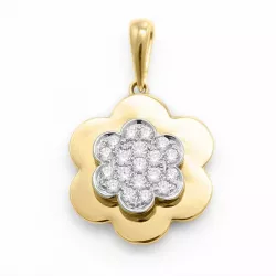 bloem diamanten hanger in 14 caraat goud-en witgoud 0,35 ct