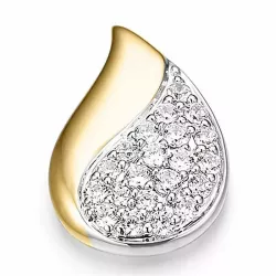 Druppelvormig diamant hanger in 14 caraat goud-en witgoud 0,404 ct