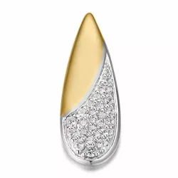 Druppelvormig diamant hanger in 14 caraat goud-en witgoud 0,254 ct