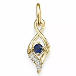 saffier diamanten hanger in 14 caraat goud 0,042 ct 0,14 ct