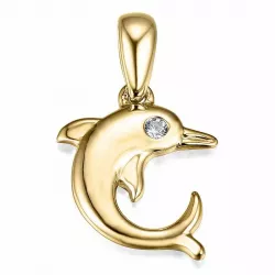 dolfijn diamant hanger in 14 caraat goud 0,01 ct