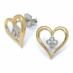 Hart briljant oorbellen in 14 karaat goud en witgoud met diamanten 