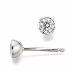 rond diamant solitaire oorbel in 14 karaat witgoud met diamant 
