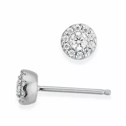 rond briljant oorbellen in 14 karaat witgoud met diamant 