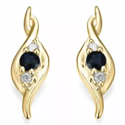 saffier diamant oorbellen in 14 karaat goud met diamant en saffier 