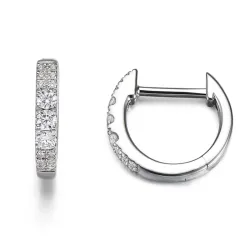 12 mm diamant creool in 14 karaat witgoud met diamant