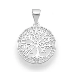 rond boom van het leven hanger in zilver