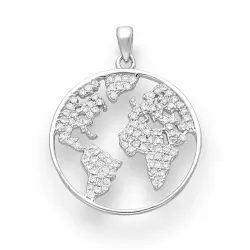 rond world ketting in zilver met hanger in zilver