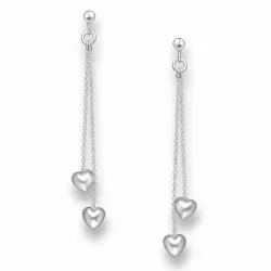 Lange hart oorbellen in zilver