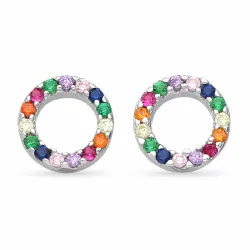 rond multikleurige zirkoon oorbellen in zilver