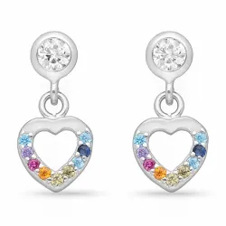 hart multikleurige zirkoon oorbellen in zilver