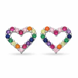 hart multikleurige zirkoon oorbellen in zilver