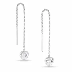 lange hart zirkoon oorbellen in zilver