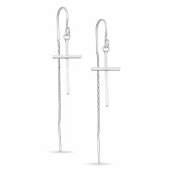 lange kruis ketting oorbellen in zilver