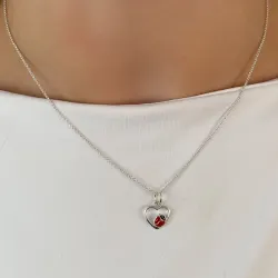 hart lieveheersbeestje hanger in zilver