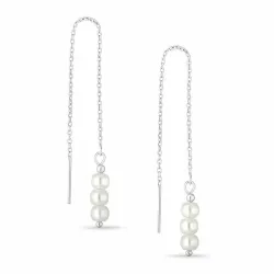 lange parel ketting oorbellen in zilver