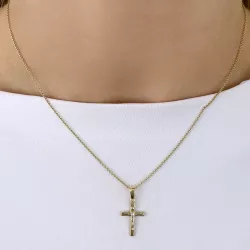 19 x 11 MM kruis met Jezus hanger in 9 karaat goud en witgoud