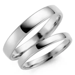 4 en 3 mm trouwringen in 14 karaat witgoud - set