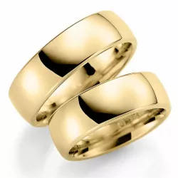 Brede 7 mm trouwringen in 14 karaat goud - set