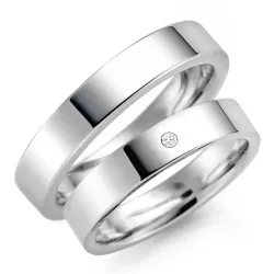 5 mm trouwringen in 9 karaat witgoud 0,03 ct - set