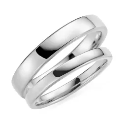 4 en 3 mm trouwringen in 9 karaat witgoud - set
