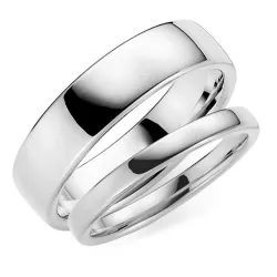 6 en 3 mm trouwringen in 9 karaat witgoud - set