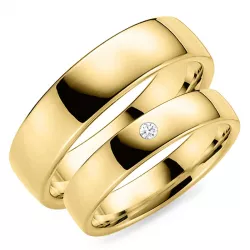 6 en 5 mm diamant trouwringen in 14 karaat goud - set
