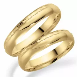 Patroon 4 mm trouwringen in 9 karaat goud - set