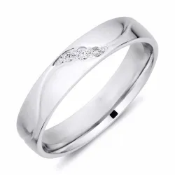 4 mm diamant trouwring in 9 karaat witgoud 0,008 ct en 0,015 ct