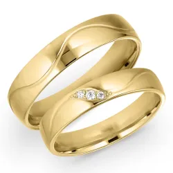5 en 4 mm diamant trouwringen in 9 karaat goud 0,008 ct en 0,015 ct ct - set