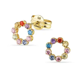 multikleurige oorbellen in 9 karaat goud met zirkoon - Gold Collection