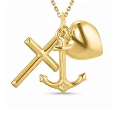 geloof-hoop-liefde ketting in verguld sterlingzilver met hanger in 9 karaat goud