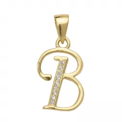 letter b zirkoon hanger in verguld sterlingzilver