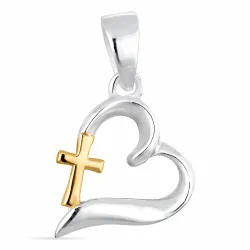 hart kruis hanger in zilver en verguld sterlingzilver