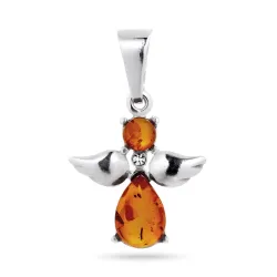 hart engel barnsteen hanger in zilver