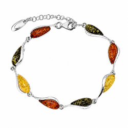 druppel barnsteen armband in zilver met hanger in zilver