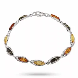 veelkleurig barnsteen armband in zilver