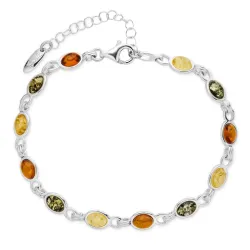 veelkleurig barnsteen armband in zilver