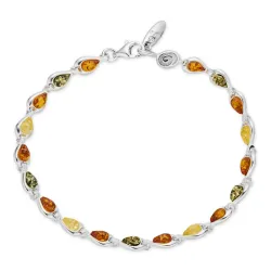 veelkleurig barnsteen armband in zilver