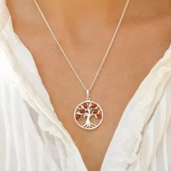 25 mm boom van het leven barnsteen hanger in zilver