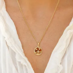 14 mm boom van het leven barnsteen hanger in verguld sterlingzilver