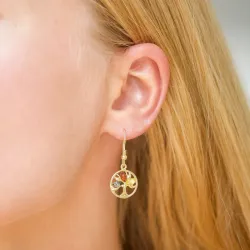 boom van het leven multikleurige barnsteen oorbellen in verguld zilver