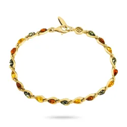 veelkleurig barnsteen armband in verguld sterlingzilver
