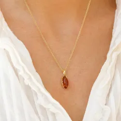 ovaal barnsteen hanger in verguld sterlingzilver