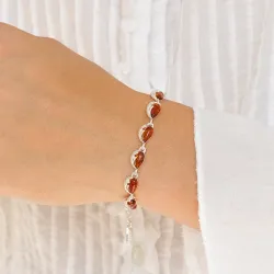 elegant barnsteen armband in zilver