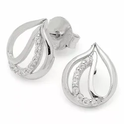 Druppelvormig oorsteker in gerodineerd zilver