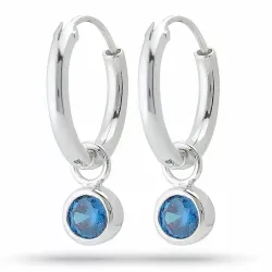 14,5 mm blauwe zirkoon creool in zilver