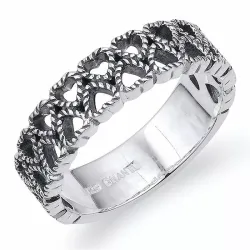 Gevlochten zilver ring in geoxideerd sterlingzilver